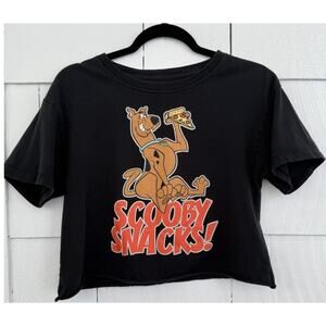 Scooby Doo Women's Small Scooby Snacks Scooby w/ Pizza Cropped Graphic T-Shirt